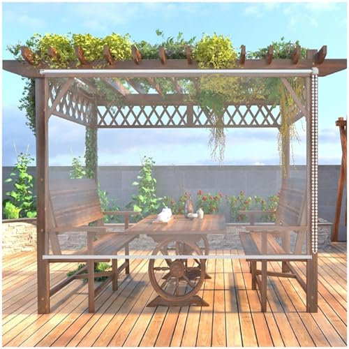 Durchsichtige Pvc-rollos, Transparente Rollläden, Wasserdichte Rollo Jalousien Für Garten-pergola-pavillon, 0,5mm Außen Fensterrollos, Seitenzugrollos, Trennwand-regenvorhänge,WxH-90x250cm/35.4*98.4in