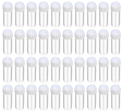 HUAZIZ Tubo de Laboratorio de 5ml de Plástico, Transparente, 40 pcs Tubos de Ensayo Congelados de Plástico, Tubos de Ensayo de Plástico con Tapa, Marcas Graduadas