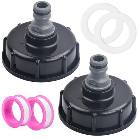 Wisebom 2 tapas de depósito IBC, adaptador IBC, S60 x 6 hasta 4,1/2 pulgadas, rosca interior, adaptador de tapa de almacenamiento de líquidos, conector de depósito de plástico, rosca interior,