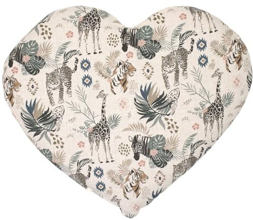 GIRAFFENLAND Bio-Bio-Dinkelkissen Herz ca. 30x25cm - Bio Füllung & Bio Stoff Wilde Tiere - Wärmekissen - Körnerkissen - Ein charmantes Geschenk