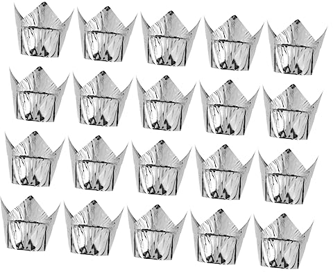 LABRIMP 50pezzi Pirottini Per Torta Carta Termoresistente Accessori Per Cake Design Pirottini Per Muffin e Cupcake Per Feste e Decorazioni Argento