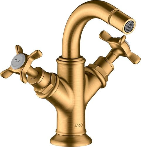 hansgrohe AXOR Montreux 2-Griff-Bidetarmatur, Zugstangen-Ablaufgarnitur, 16520250, Farbe: Brushed Gold Optic