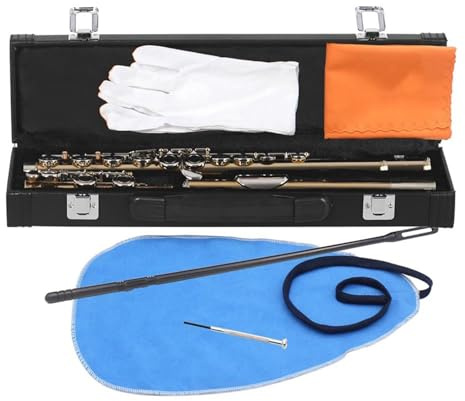 Querflöte 16-Loch-Flöte Gold-Silber-Tastenflöte Mit Aufbewahrungsbox Zubehör Professionelles Holzblasinstrument