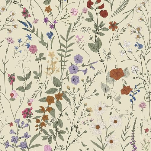 Murgall Selbstklebende Tapete 44x1200cm Bauernhof Blumentapete Vinyl Klebefolie Tapete Wildwood Tapeten Gänseblümchen Selbstklebende Aufklebetapete Wand Stick Ablösbar Tapeten