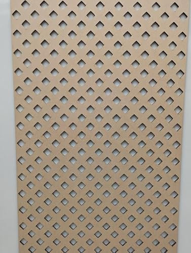 Panel decorativo de madera, tabique de pared, rejilla de cubierta de radiador, decoración de muebles, corte láser de tablero MDF de 3 mm de grosor (tamaño 1200 x 610 mm) con patrón de diamante (021B)