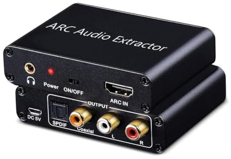 Junterone ARC Audio Converter,192KHz/ARC to Optical/Coaxial/3.5mm Jack for TV/Projector/Speaker/Soundbar/Amplifier