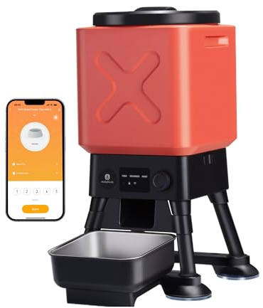 Automatic Dog Feeder for Large Dogs, 14L Capacity, Remote Feeding, Anti-Blockage System, Timed Auto Dog Food Dispenser, 2.4G WiFi App Control，Dual Power Supply,Stainless Steel Bowl