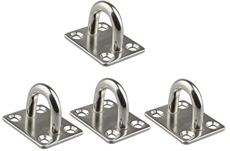 HOMOCONO 4piezas Gancho De Acero Inoxidable Placa De Cuadrada Gancho De Anillo u Percha Profesional Para Hamaca Accesorio Para Hamaca Para Techo