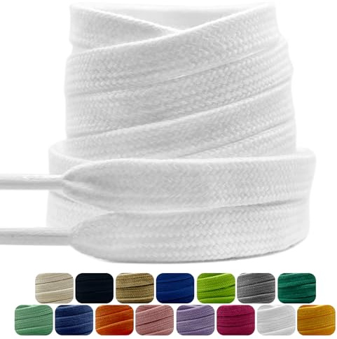 Dafannis Cordones Planos de Algodón, 9 mm de Ancho Cordones Muy Resistentes Zapatos Para Correr, Cordones Zapatillas Deporte, 2 Pares Cordones Zapatos de Repuesto de Primera Calidad