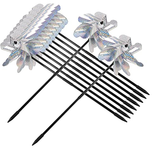 DECOMELODY Lot de 10 Moulins à Vent Réfléchissants à 7 Pales pour Jardin Et Verger, Décoration Extérieure Colorée, Effet Brillant Anti-Oiseaux, Ornement De Cour Solide Et Rotatif