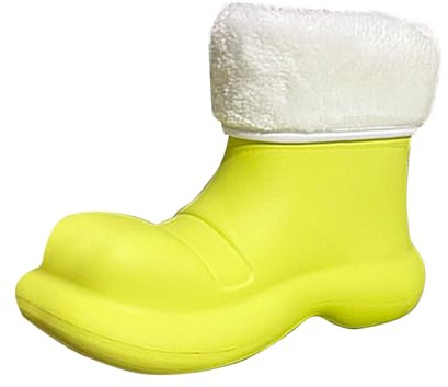 Wide Fit Wellies Women Waterproof Boots Gardening Shoes Comfort Work Boots for Men Women's Autumn and Winter Velvet Leather Womens Rain Shoes Rain Narrow (Green,3.5 4)