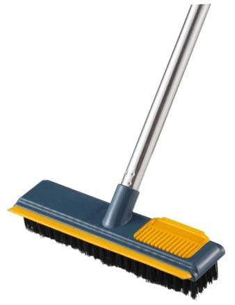 TOGEVAL Brosse à Récurer Extensible avec Grattoir Double pour Poils Danimaux Manche Long Ergonomique Brosse Sol Large et Dense pour Carrelage et Parquet