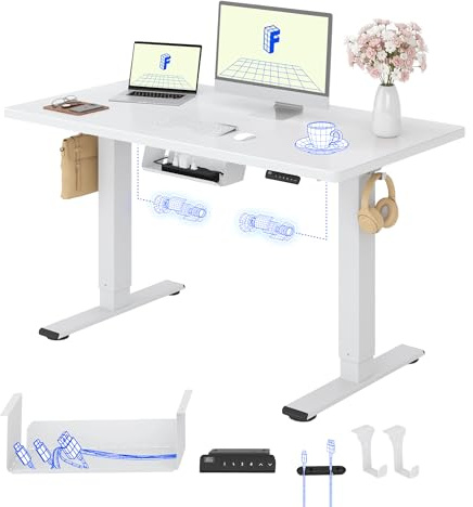 FLEXISPOT Höhenverstellbarer Schreibtisch elektrisch, Doppelmotor 120x60 cm | 25 mm einteilige Tischplatte, Kabelmanagement&Memory-Funktion, ergonomischer Büro-&Computertisch, elektrisch höhenverstellbar