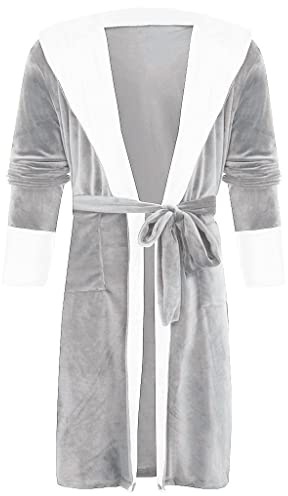 Dam kort silke satin morgonrock lång kimono morgonrock kvinnor blommig morgonrock japansk stil tryckt badrock trekvarts ärm badrock med bälte bröllop bindning fest pyjamas, Grå, M