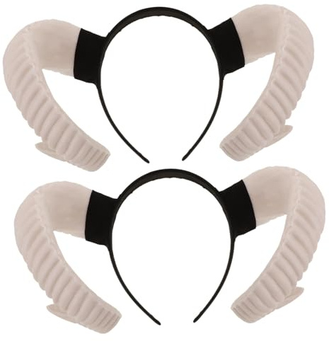 Holibanna 2pcs Realistic Sheep Horn Hairband Lightweight RAM Horns Headpiece for Halloween Cosplay Party Soft Animal Ear Headband for Costume Photo Props and Themed Events