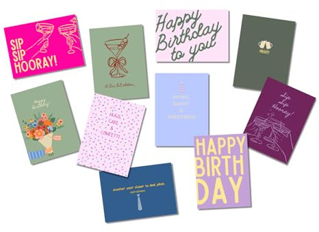 Generisch Posties 10er Postkarten Set DIN A6 - Geburtstag - Hochwertiger 350g/m² Chromkarton, Made in Germany - Premium Grußkarten mit einzigartigen Designs