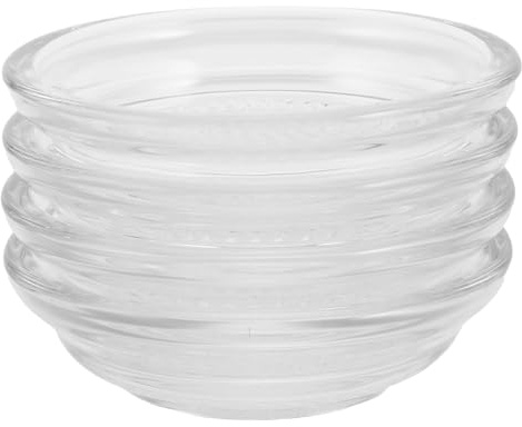 HOODANCOS 4pcs Clear Grinding Bowls Manual Food Grinding Plates for Garlic Ginger Dipping Sauce Reusable Compact Dipping Dish for Home Kitchen Outdoor Events and Appetizers