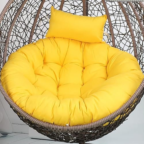 Dickes Eierstuhlkissen für Schaukel und Hängestühle, 120 cm, Rattan-Pad für Garten, Innen- und Außenbereich, Hellgelb, bequeme Sitzgelegenheit für Terrasse und Bank