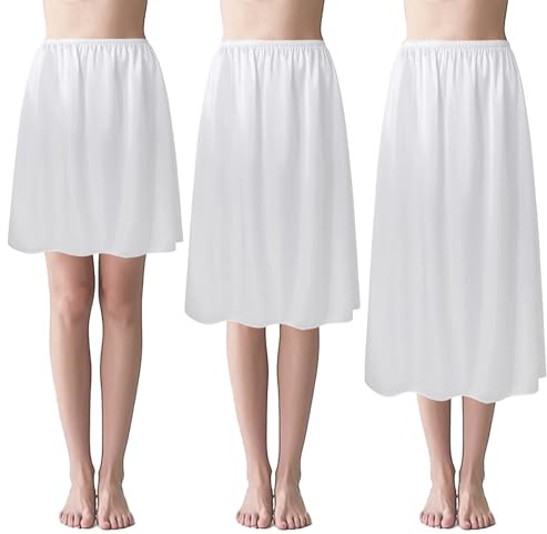 BABEYOND HalfSlip Elastic Waist Petticoat Long Underskirt 3Pcs Set A-Line