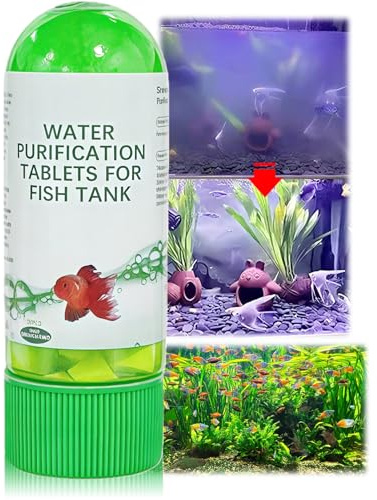 Powerful Water Purification Tablets & Algae Remover Fish Tank Cleaner, Aquarium Water Cleaner Non-Irritating Fish-Friendly, Removes All Kinds of Turbidity