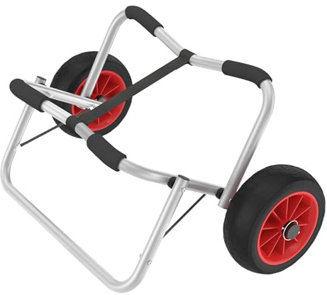 YUENFONG Chariot de kayak pliable avec 2 roues en polyuréthane - Chariot de transport en aluminium avec sangle de serrage - Jusqu'à 100 kg - Pour kaya, canoë - 64 x 35,5 x 39,5 cm