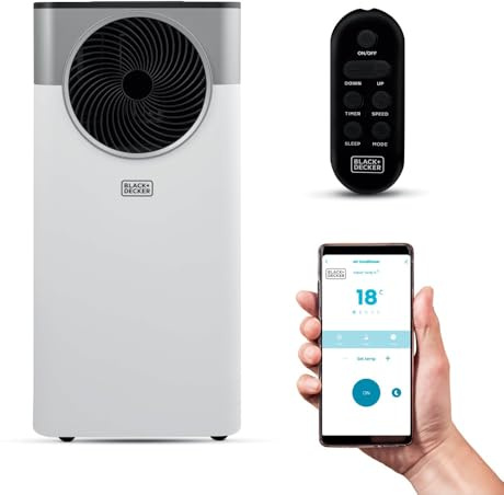 BLACK+DECKER 12,000 BTU Smart Air Conditioner, 3-in-1 Functionality, Dehumidifier & Fan, Portable Design, Power Memory Function, White, BXAC40035GB