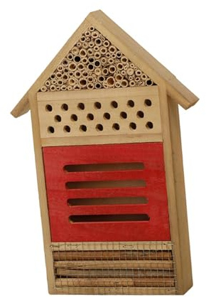 kowaku Casetta per in Legno Casetta per in Legno Casetta per Farfalle Nido per Albero da Giardino, Rosso, 19.5x4x29.5 Cm