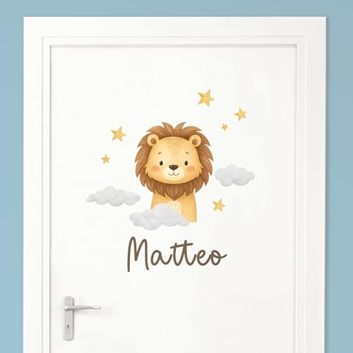 Little Deco Türaufkleber, Wandtattoo Kinderzimmer, Löwe | Wandsticker, Sticker personalisiert, Babyzimmer Deko, Wunschtext Aufkleber, Tür Namensschilder Kinder, Stickers selbstklebend