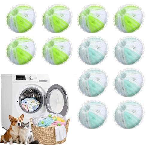 12 PCS Dog Hair Remover Washing Machine, Pet Hair Remover Washing Machine, Washing Machine Hair Catcher, Pet Hair Catcher, in Mustard Green and Bright Blue Colours