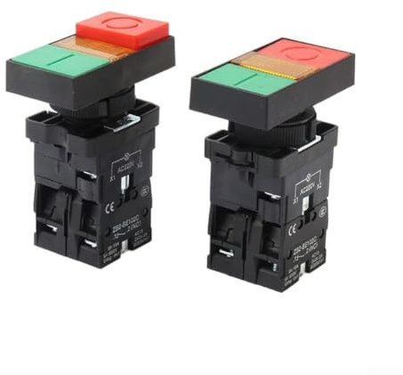 Pulsador de 22 mm, doble pulsador, con indicador LED, resistente al agua, IP65, para la industria y la ingeniería mecánica, 4 unidades