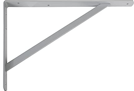 Amig - Staffa per mensola a muro - Staffa angolare in acciaio - 300x225 mm - Grigio metallizzato - Supporta fino a 260 kg - Staffa angolare per mensola - Supporto per mensola - Facile da installare