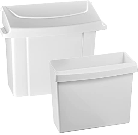 Alpine Sanitary Napkin Receptacle - Feminine Hygiene Disposal Container, Wall Mounted Trash Can with Odor Control Seal & Installation Hardware (White)
