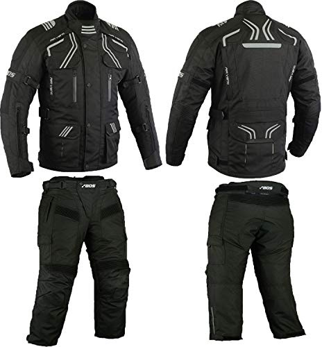 BOSmoto Herren Kombi Motorradbekleidung Biker Anzug Zweiteiler Motorradkombi Schwarz (XXXXXL)