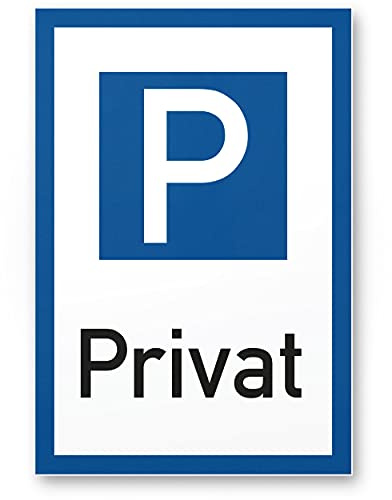 Privat parkeringsplats – ingen parkering (vit/blå, 30 x 20 cm), varningsskylt, förbudsskylt, parkeringsskylt, varningsbilar/fordon, varningsskylt – parkeringsplats frehalten.