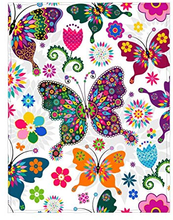 YISUMEI Decke 100x150 cm Kuscheldecken Sanft Flanell Weich Fleecedecke Bettüberwurf Bunter Schmetterling