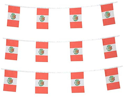 Bandera peruana de Perú, bandera peruana de cuerda pequeña, mini banderas peruanas, utilizadas para fiestas, escuela, eventos deportivos, decoraciones patrióticas de festivales