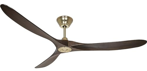Energiespar Deckenventilator mit Fernbedienung Eco Genuino Messing gebürstet / Nussbaum 180 cm | Rotorblatt-Ø 1800 mm, nuss / Messing