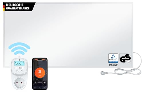 BR Bringer Infrarotheizung 1000 Watt - mit Smart Thermostat und App - Infrarot Elektroheizung Energiesparend - TÜV & GS - Deutsche Qualitätsmarke (weiß)