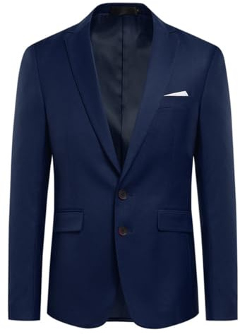 Allthemen Chaqueta de traje para hombre, saco de corte ajustado, blazer moderno para negocios, bodas y ocio, azul oscuro, M
