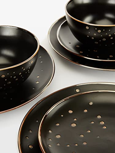 Waterside - 12 Piece Ebony & Gold Dinner Set