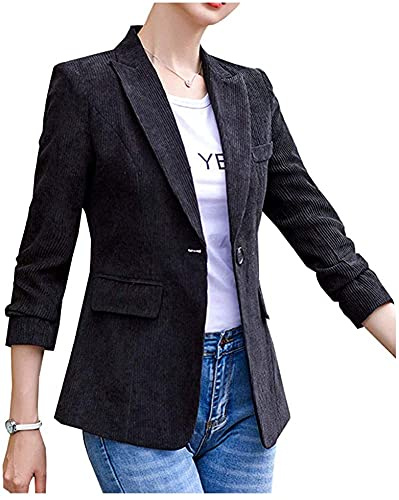 Lazutom Blazer slim en velours côtelé décontracté pour femme