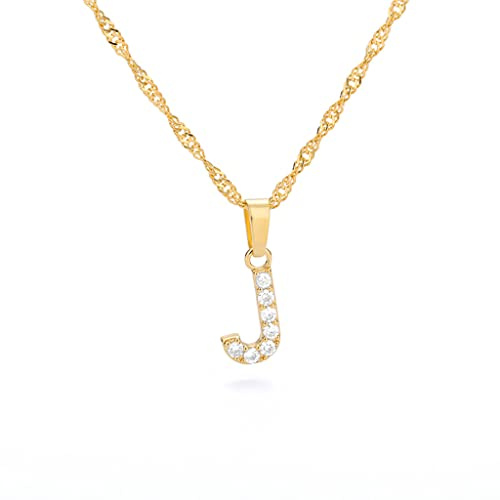 FPEAOB Buchstaben Kette Personalisierte Halskette mit Initial Buchstaben Anhänger Alphabet A-Z Buchstabenkette Damen Gold Kette Namenskette Geschenk für Frauen Weihnachten Geburtstag Valentinstag (J)