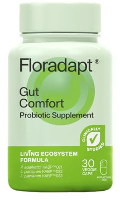 Floradapt Gut Support Probiotics for Bloating Relief, Improved Digestion & IBS Relief | Vegan & Certified Gut Health Supplement | Recommended by The WGO | (30 Day Supply)