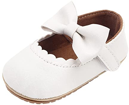 Chaussures Mary Jane pour bébé de 12 à 18 mois - Première marche - Princesse - Mariage - Baptême - Nouveau-né - Bébé - Chaussures Mary Jane, blanc, 12-18 mois
