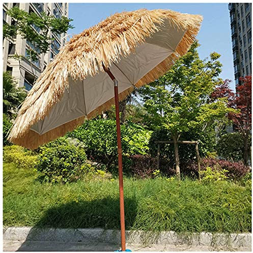 VIROYA Garden Cantilever Parasol,Thatch Patio Umbrella 6ft Parasol Sunbrella,Hawaiian Beach Umbrella Auto Tilt Portable Windproof,for Pool Small Bistro Garden Lawn Patio Umbrella good
