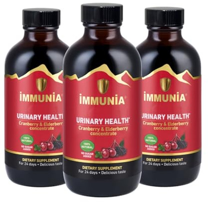 Immunia Urinary Health. Cranberry & Elderberry Concentrate – Natural Antioxidant - Urinary Tract Health Support. 100% Canadian Fruits. Delicious Taste.No Sugar. (3-Pack)