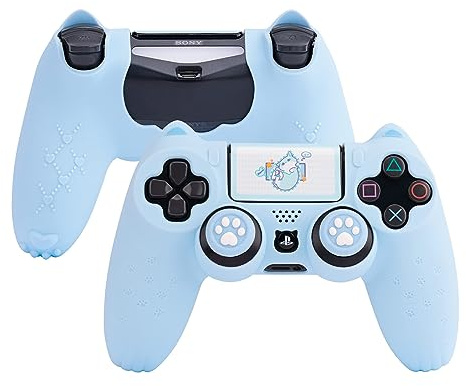 GeekShare Cat Paw PS4 Controller Skin, Anti-Slip Silicone Cover Protector Compatible With PS4 Slim/Pro - Blue