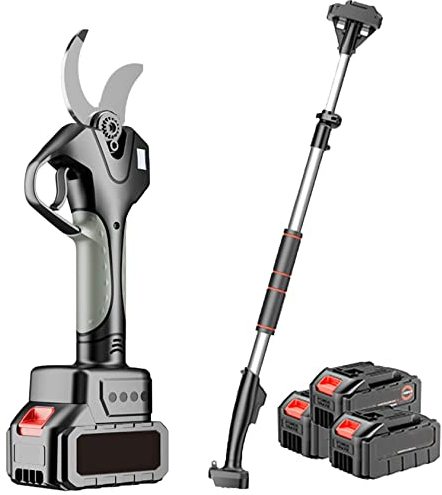 XDLYWUZIQ Akku-Gartenschere Elektrische Gartenschere Gartenschere Mit Verlängerungsstange, 1-78 Mm Schnittdurchmesser, Leichte Professionelle Akku-Gartenschere Für Hecken, Äste, Obst,3batteries