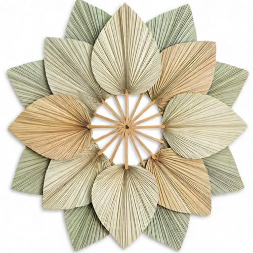 AVLA 12 Pack Boho Large Natural Palm Fans, Tropical Dried Palm Spear with Stem, Dried Leaf Plant for Vase, Bohemian Wedding Flower Decoration for Party Office Home Wall Decor