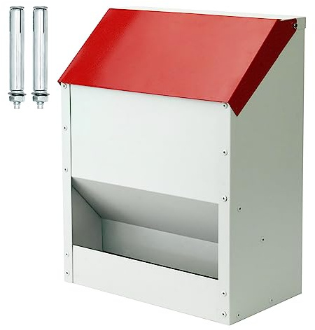 11.5 Kg Automatisk matare för kycklingar Stor Metallisk Matare För Fåglar med Avfasad lock Råttprov väggmatare för kycklingar, kalkoner, gäss, ankor, vaktel